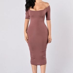 Fashion Nova Off Shoulder Midi Dress Purple